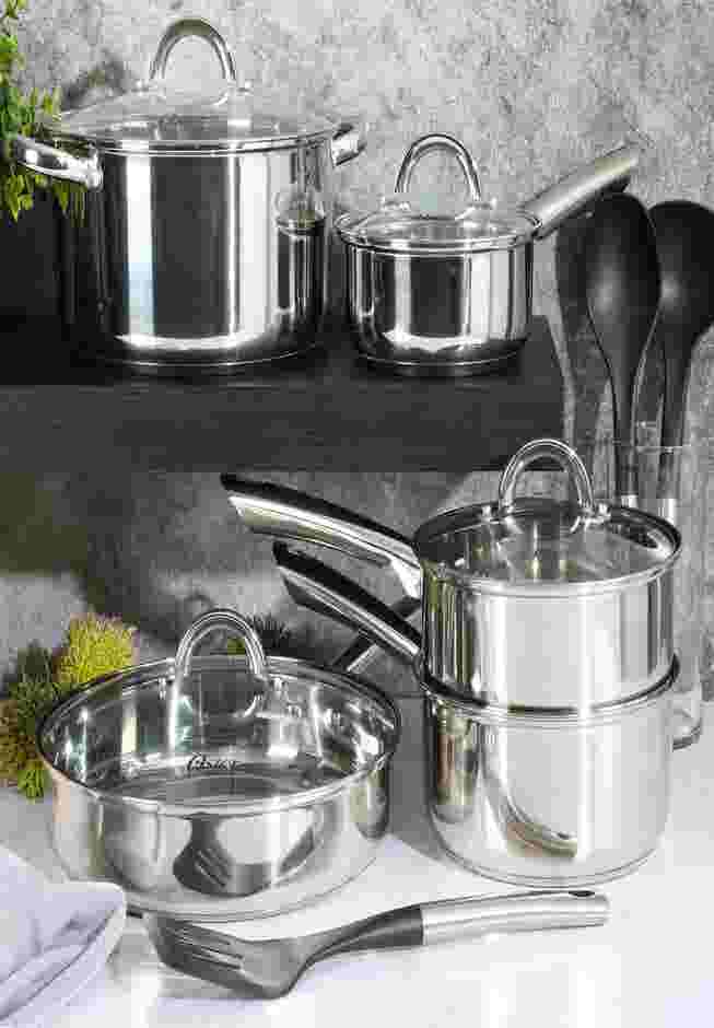 12-Piece Stainless Steel Cookware & Kitchen Tool Set image number 1