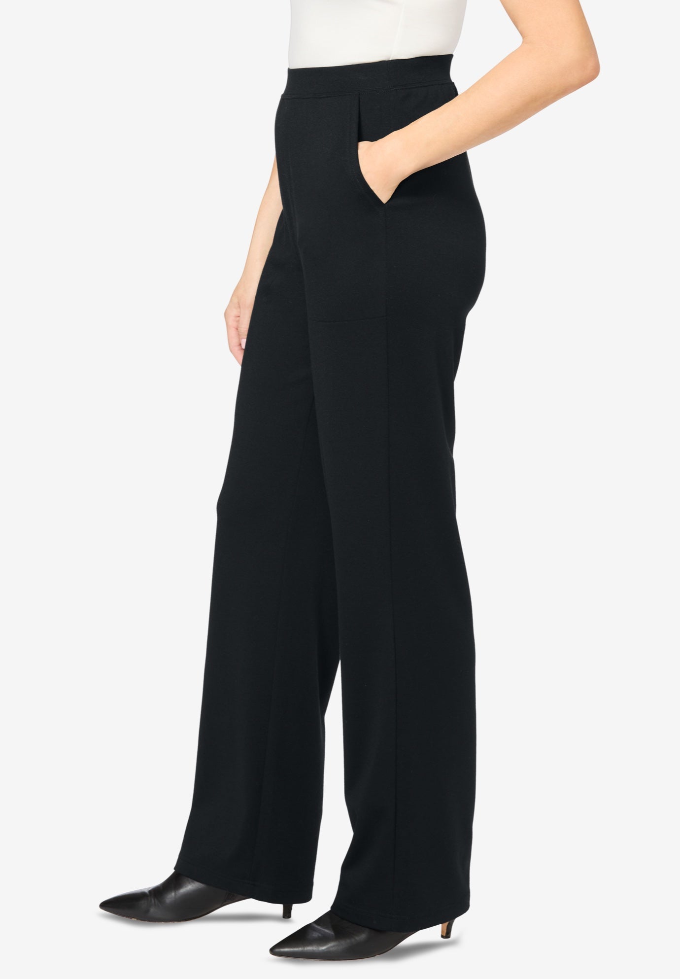 Stretch Ponte Knit Pull-On Wide-Leg Pants image number 2
