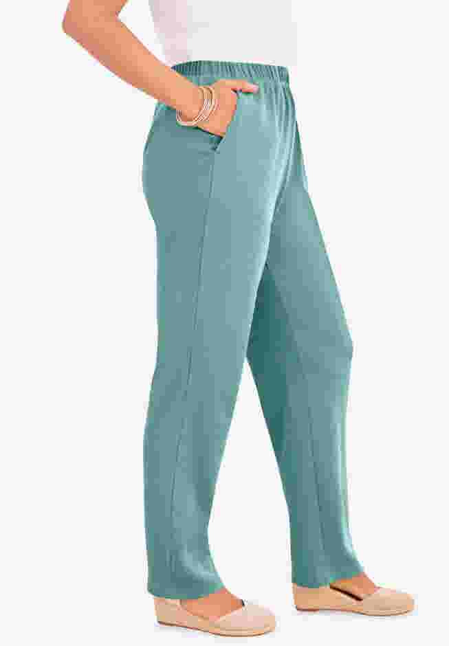 Plus Size Straight Leg Soft Knit Pull-On Pant image number 3