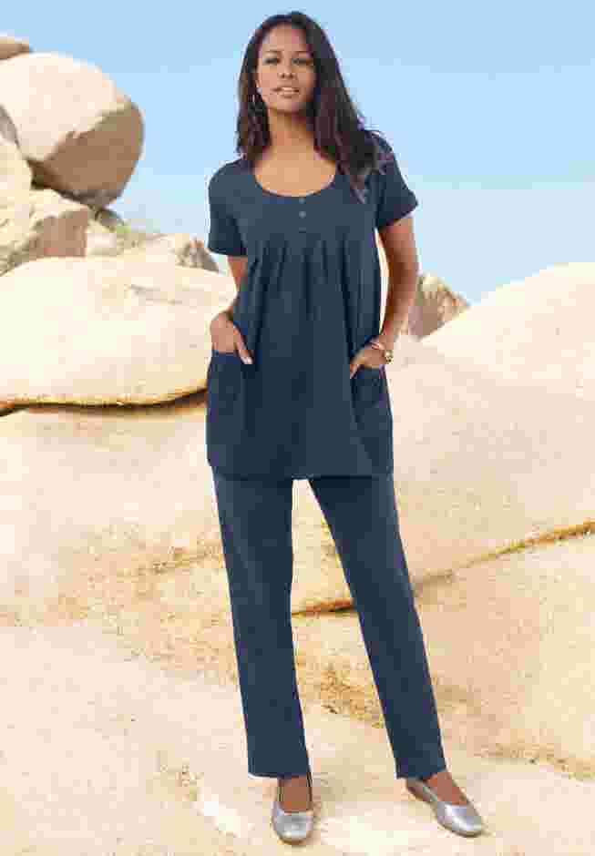 Plus Size Straight Leg Soft Knit Pull-On Pant image number 4