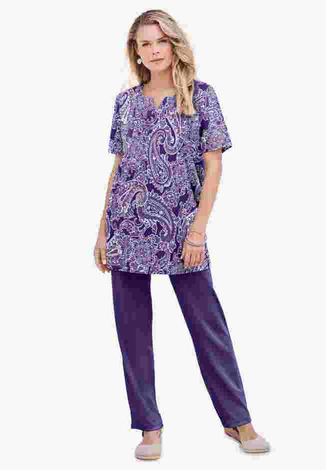 Plus Size Straight Leg Soft Knit Pull-On Pant image number 6