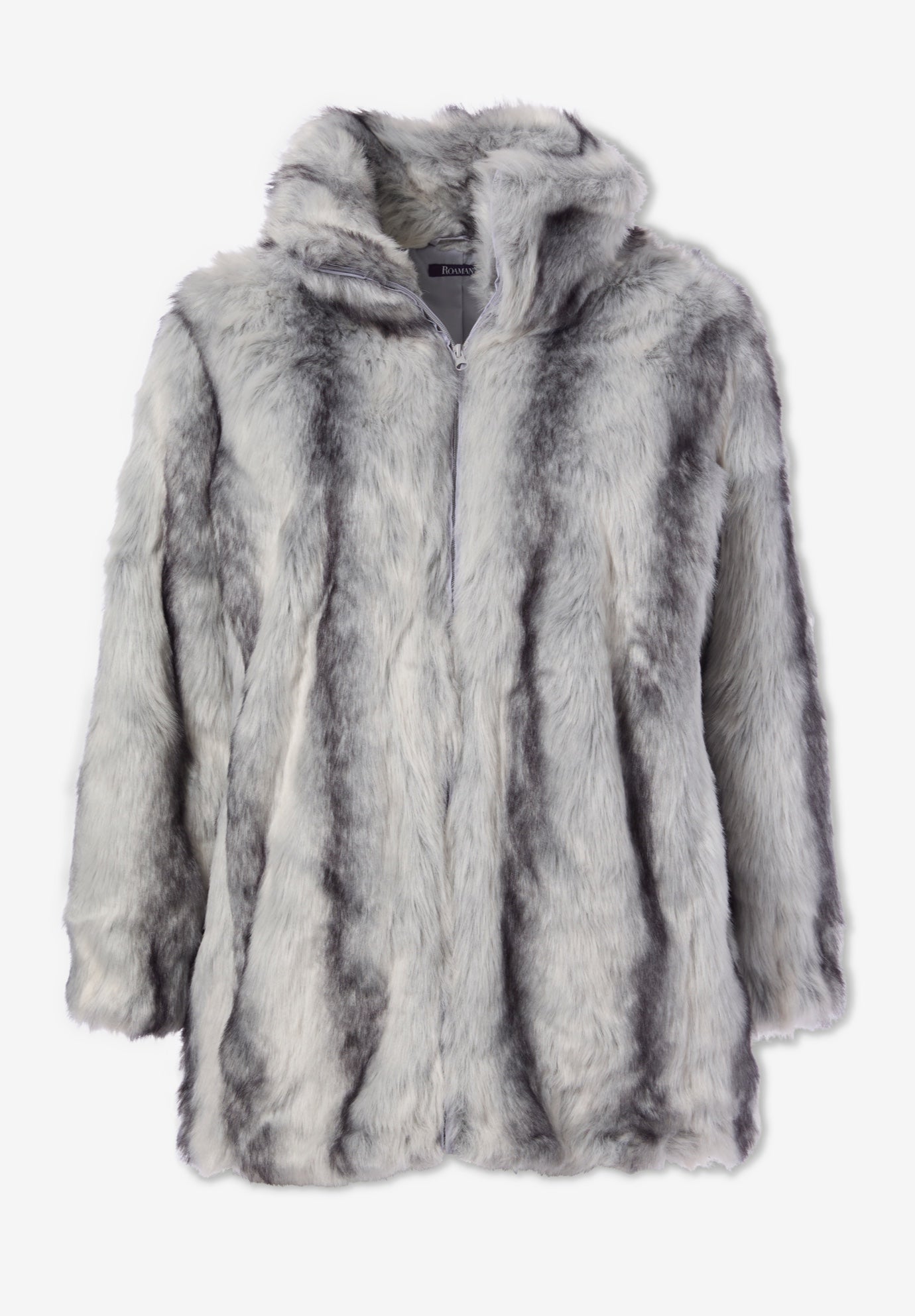 Plus Size Mid-Length Hooded Faux Fur Coat image number 4