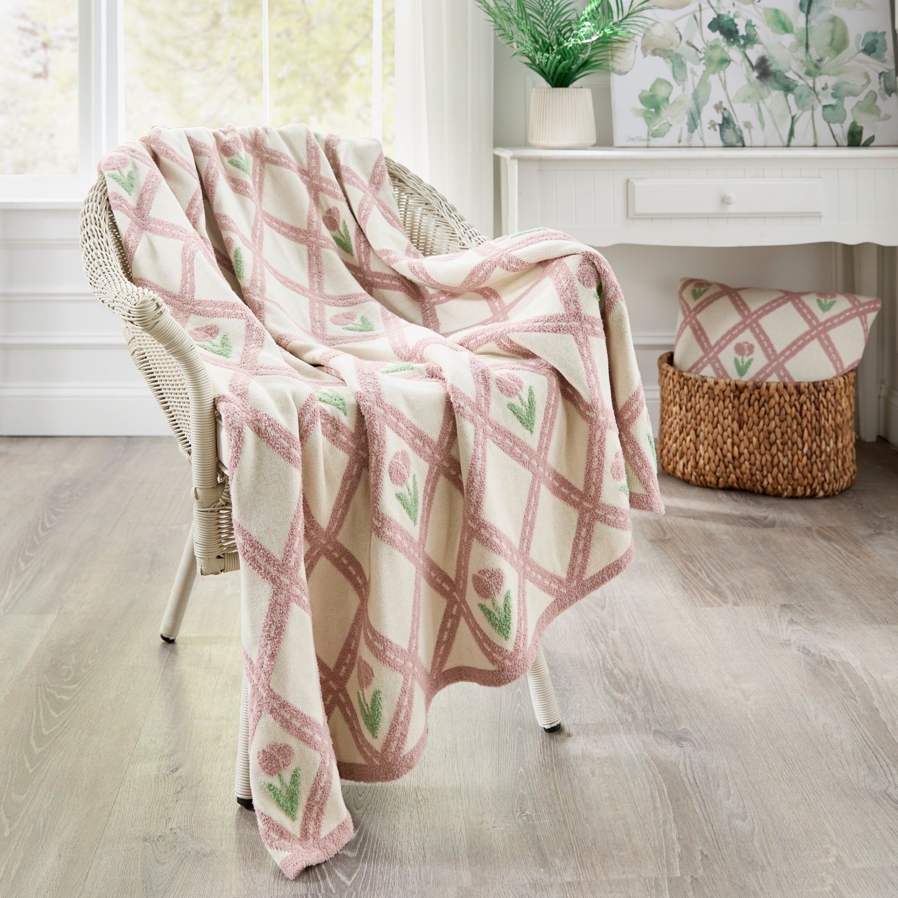 Knitted Chenille Flowers Throw image number 0