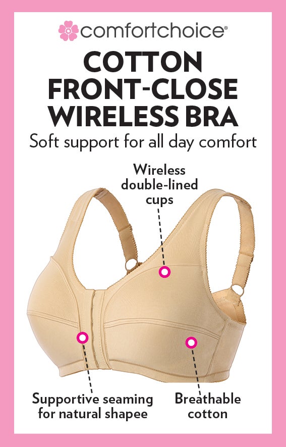 Cotton Front-Close Wireless Bra image number 3