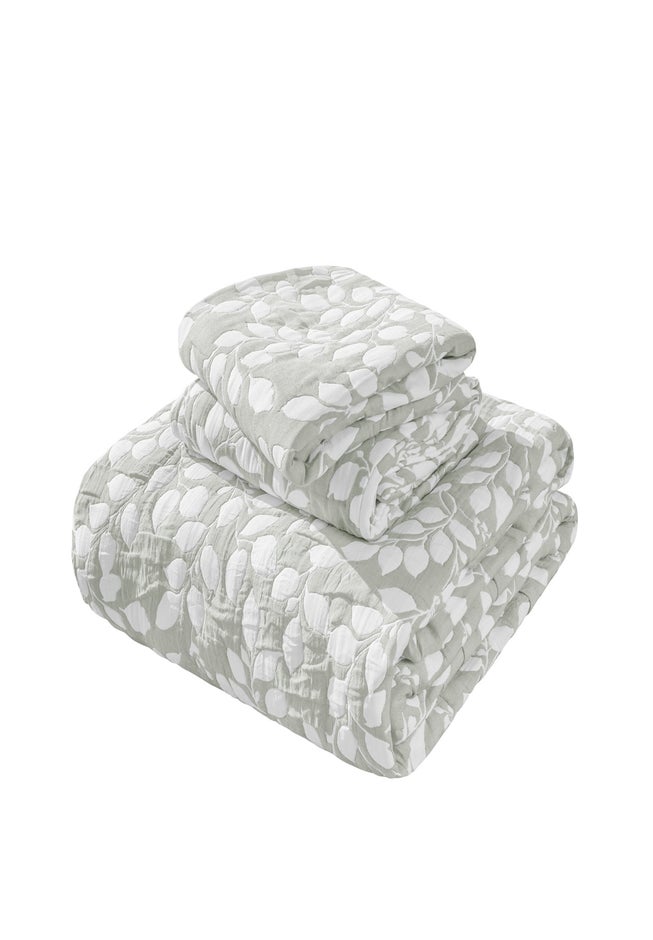 LEAVES REVERSIBLE JACQUARD QUILT SET image number 4