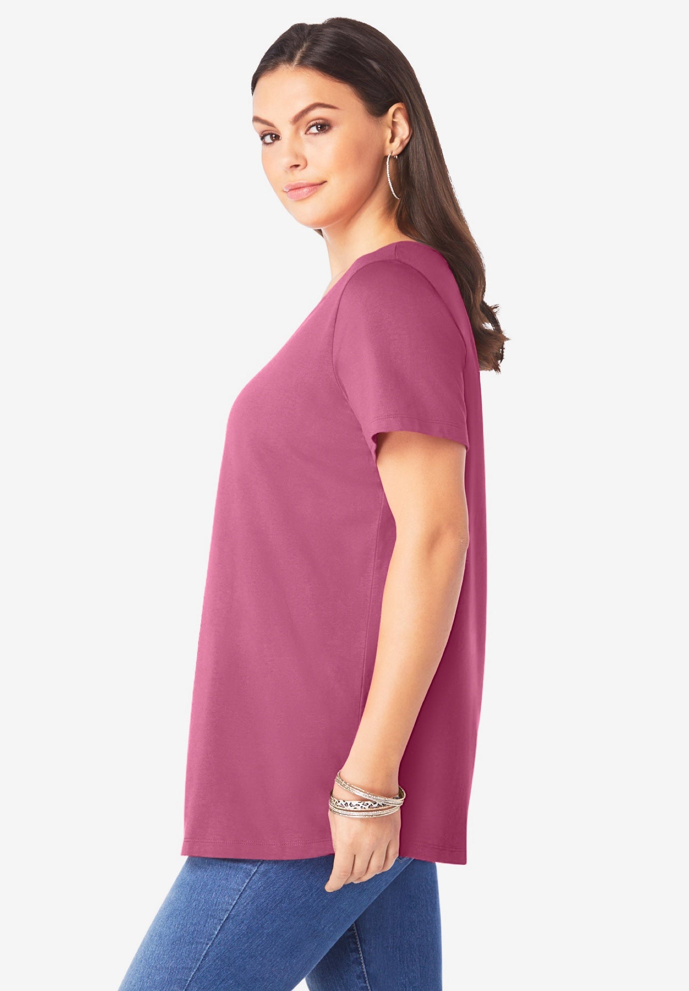Plus Size Cotton Ultimate V-Neck Tee image number 2