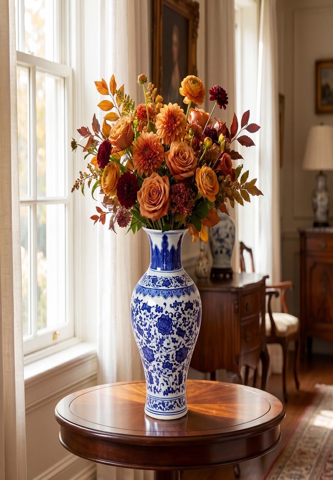 Blue Willow 13"H Chinoiserie Vase image number 1