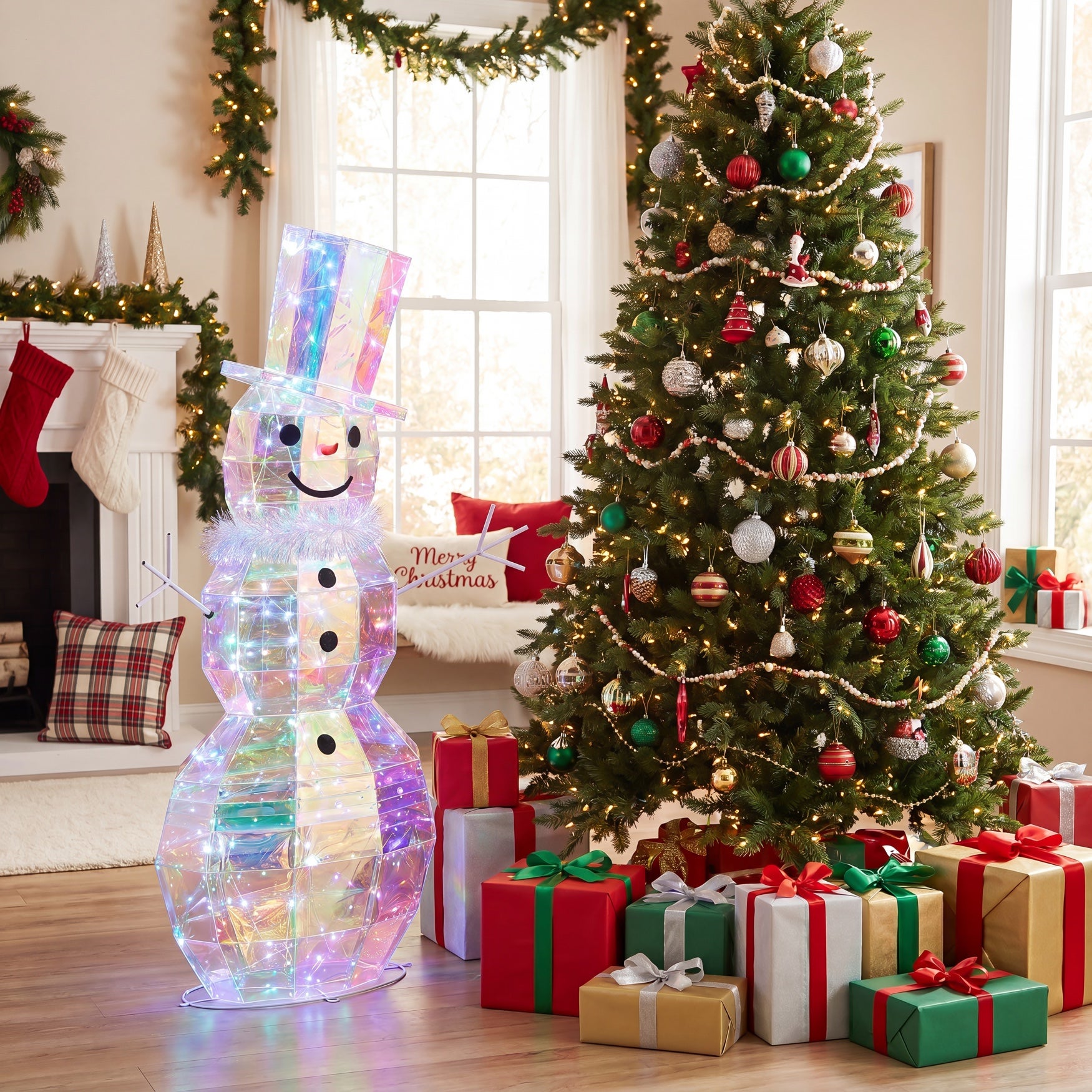 4 Ft. Pre-lit Prismatic Snowman image number 5