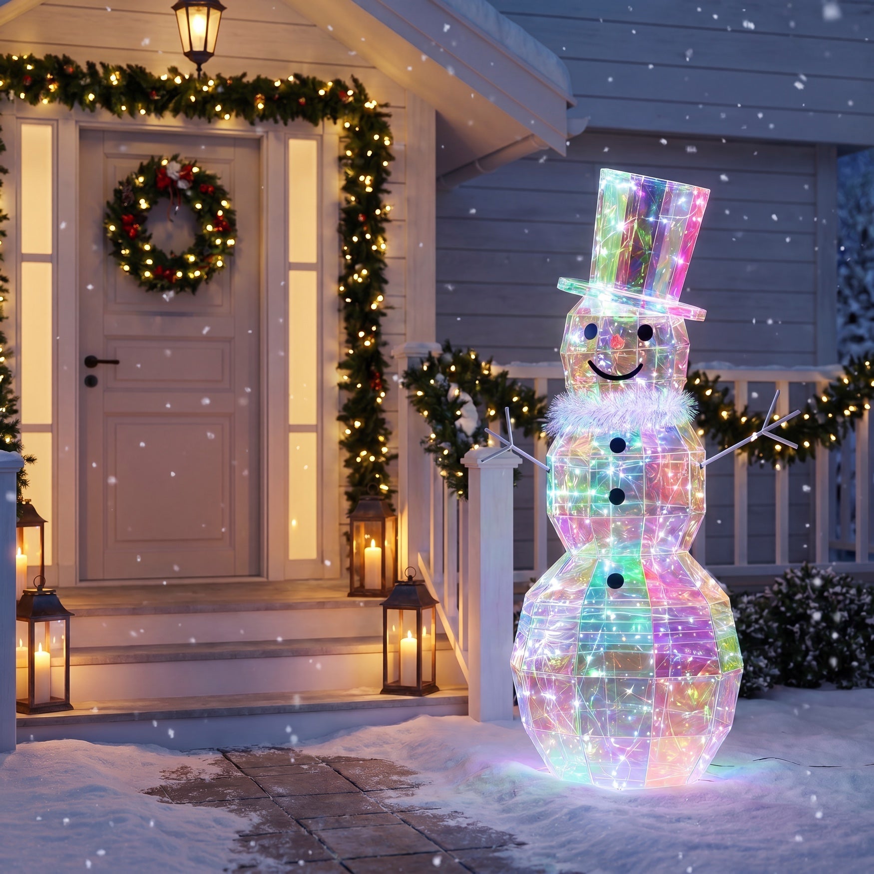 4 Ft. Pre-lit Prismatic Snowman image number 6