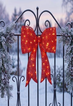 30&frac12;"H Pre-lit Glitter Red Bow