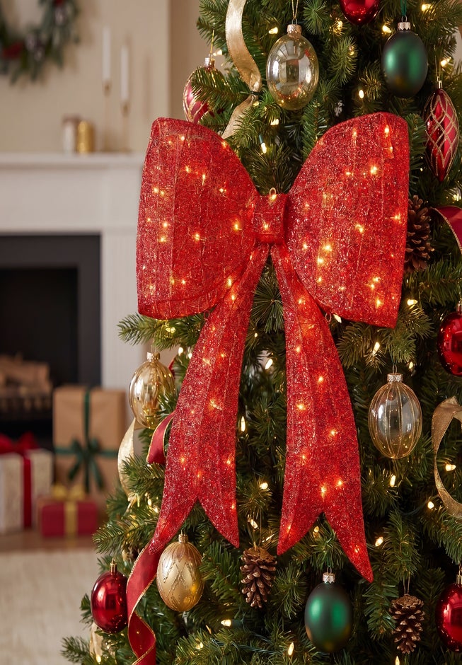 30&frac12;"H Pre-lit Glitter Red Bow image number 2