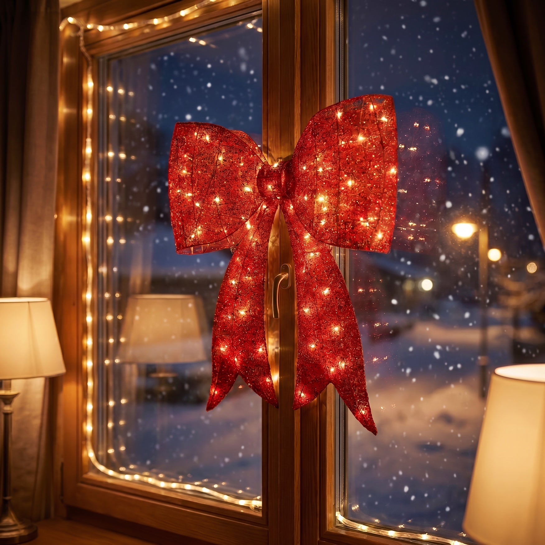 30&frac12;"H Pre-lit Glitter Red Bow image number 3