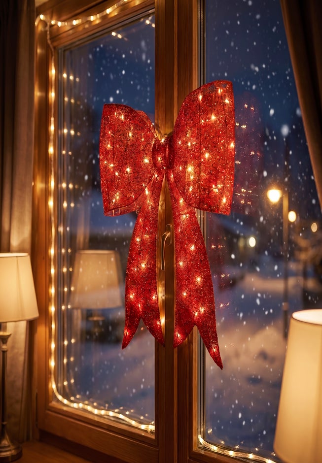 30&frac12;"H Pre-lit Glitter Red Bow image number 3