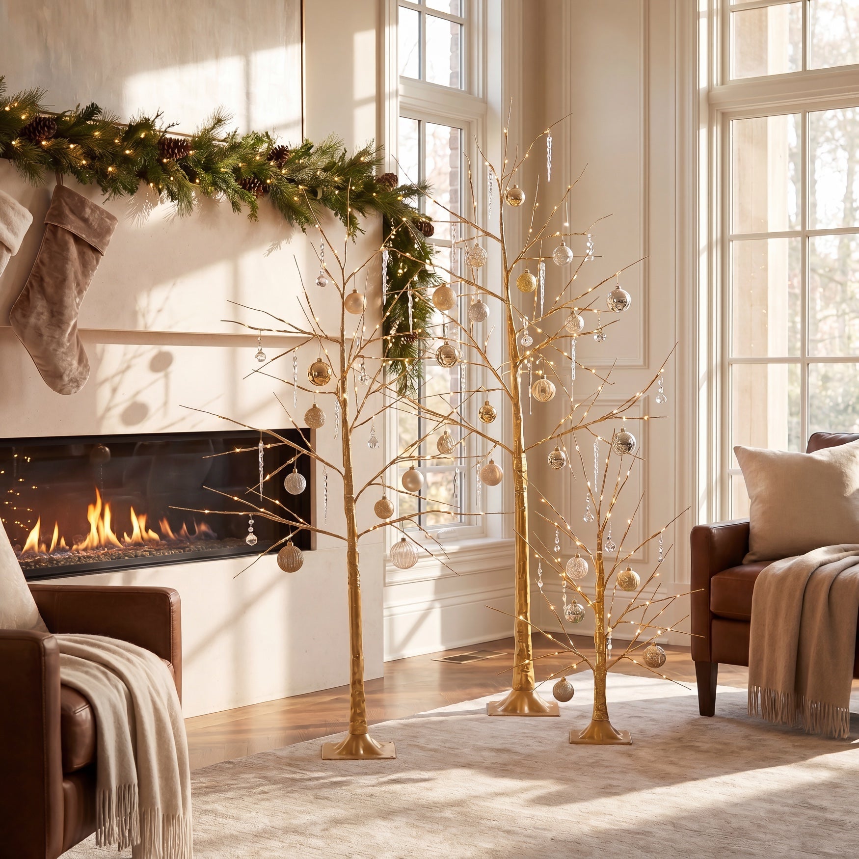LED Gold Trees, Set of 3 image number 3