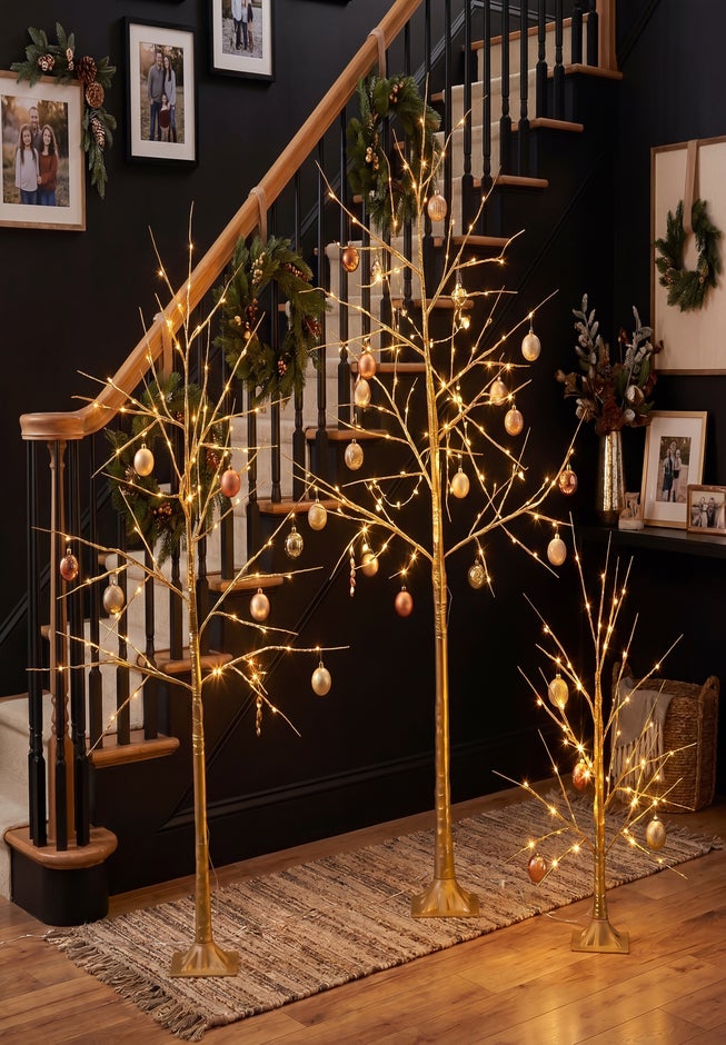 LED Gold Trees, Set of 3 image number 1