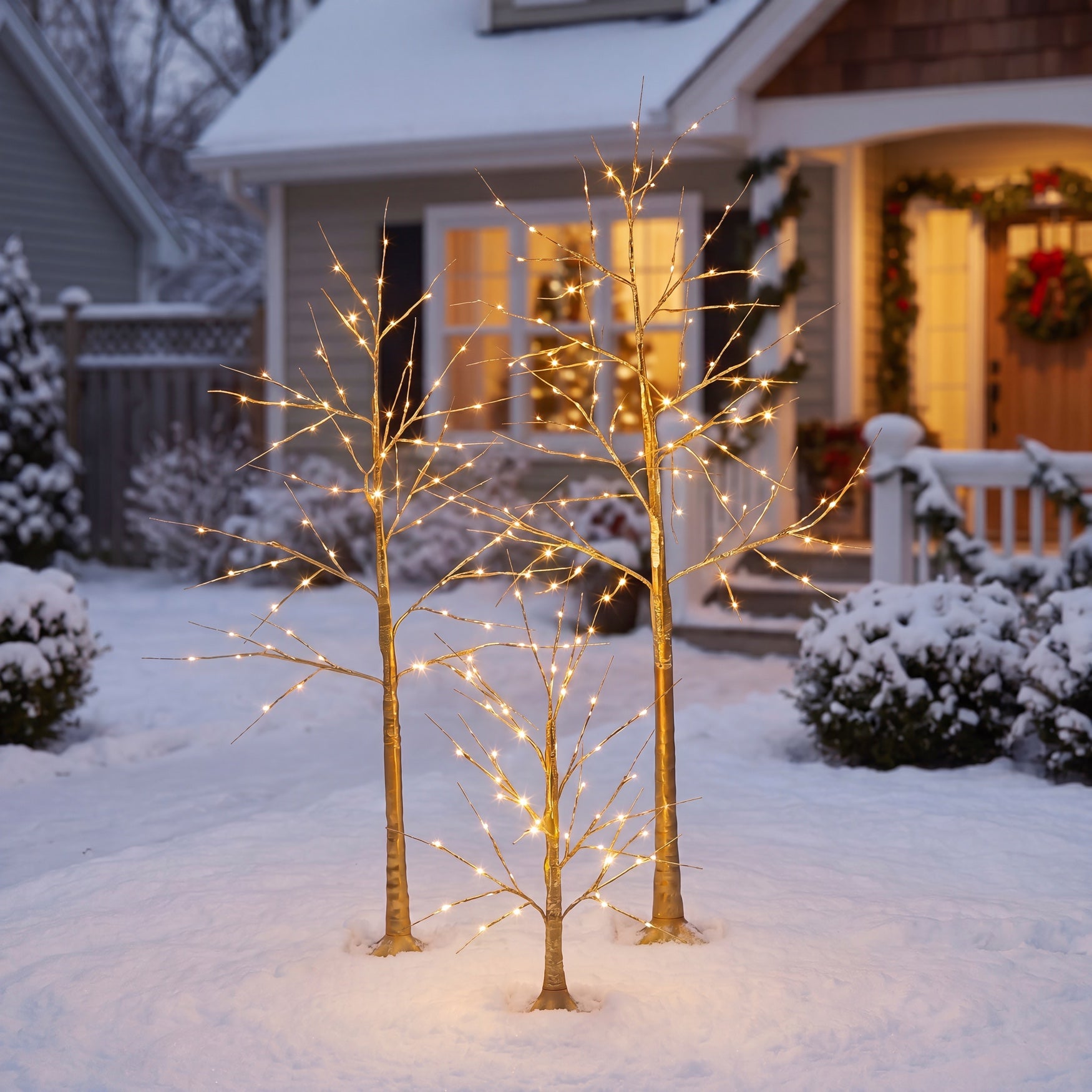 LED Gold Trees, Set of 3 image number 2