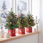 Pre-lit "JOY" Wooden Urn Tree Set, Set of 3 image number 1
