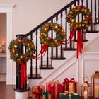 Hanging 20" Pre-lit Mixed Pine Wreath, Set of 3 image number 7