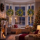 Hanging 20" Pre-lit Mixed Pine Wreath, Set of 3 image number 4