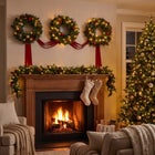 Hanging 20" Pre-lit Mixed Pine Wreath, Set of 3 image number 10