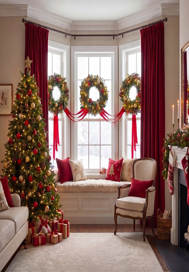 Hanging 20" Pre-lit Mixed Pine Wreath, Set of 3 image number 8