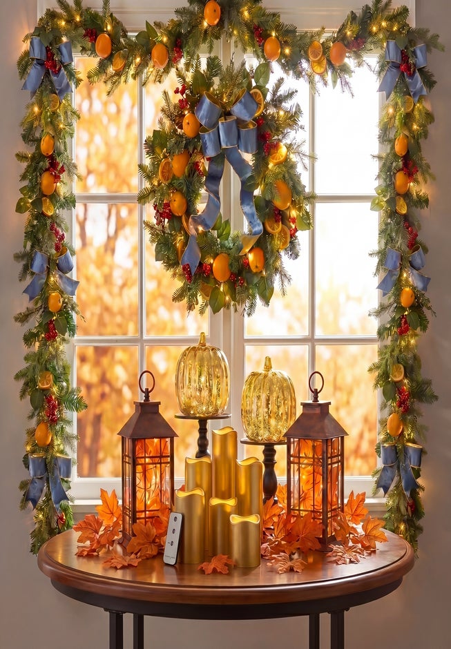 24" Pre-Lit Indigo Harvest Garland image number 1