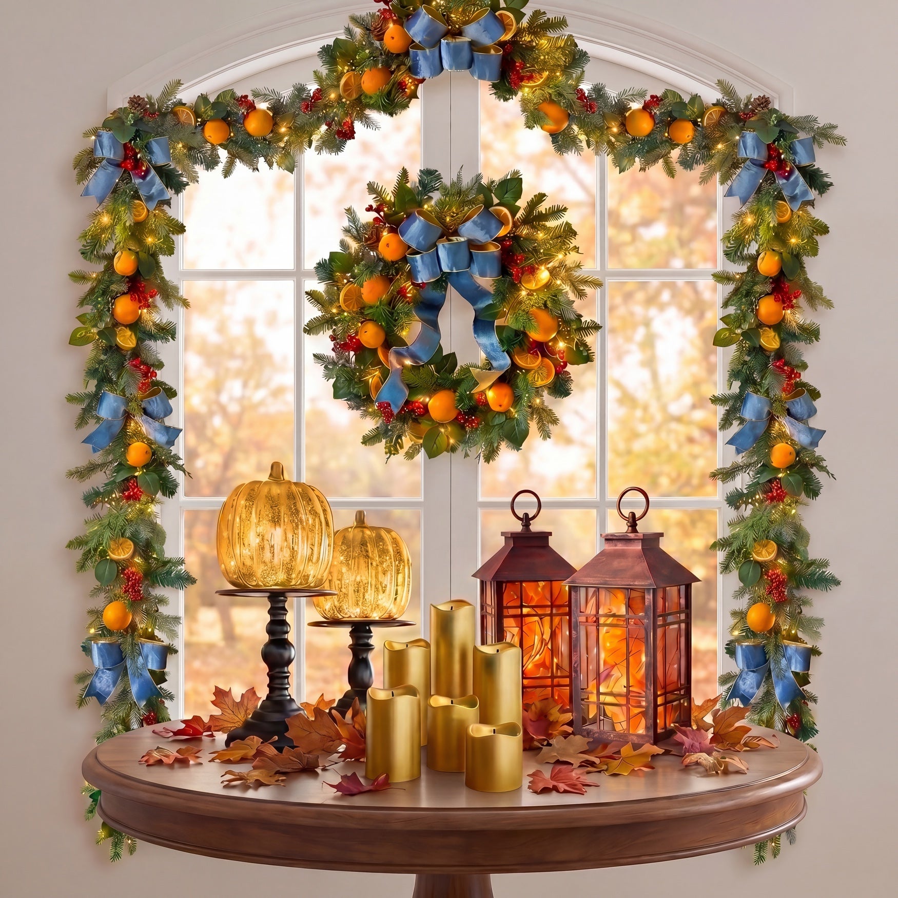 24" Pre-Lit Indigo Harvest Garland image number 3