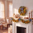 24" Pre-Lit Indigo Harvest Wreath image number 6