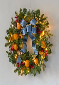 24" Pre-Lit Indigo Harvest Wreath