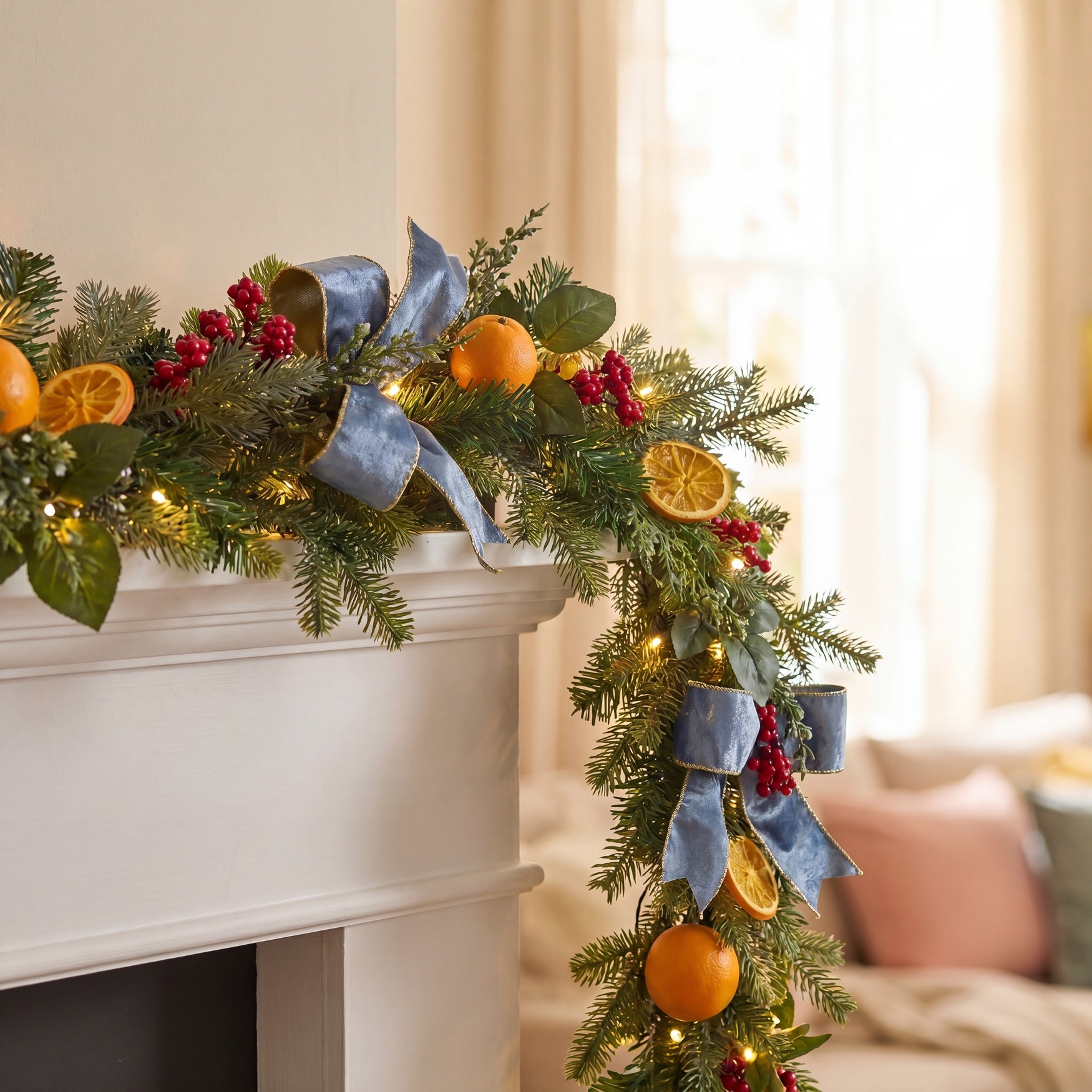 6 Ft. Pre-Lit Indigo Harvest Garland image number 1