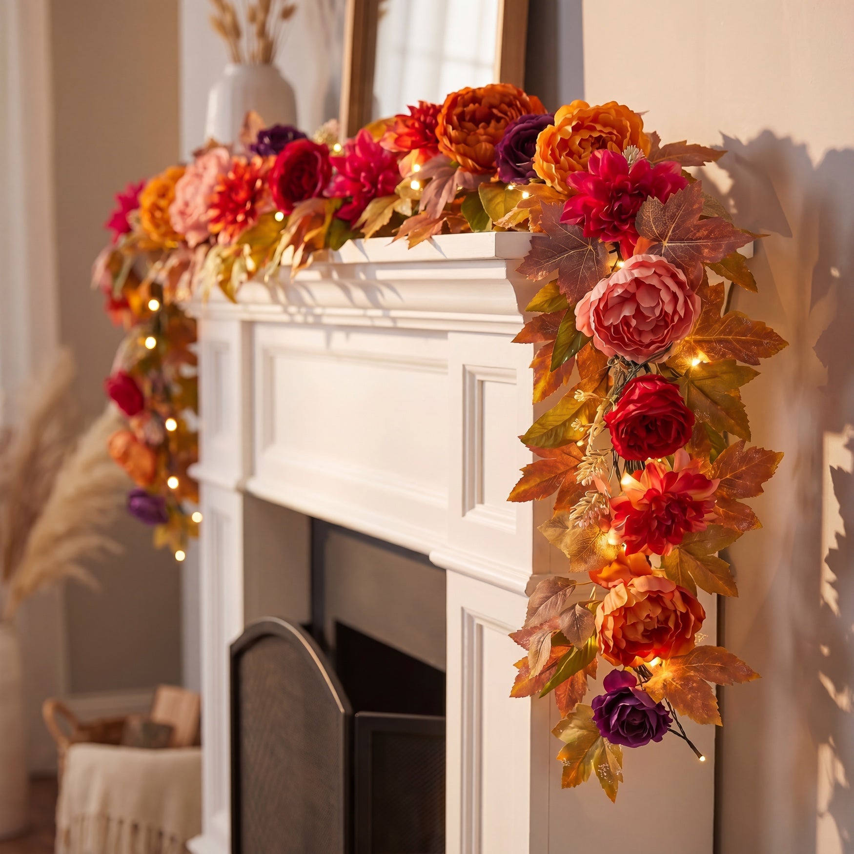 6 Ft. Pre-Lit Peony Delight Garland image number 3