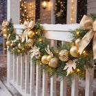 6 Ft. Pre-lit Nobel Gold Garland image number 1