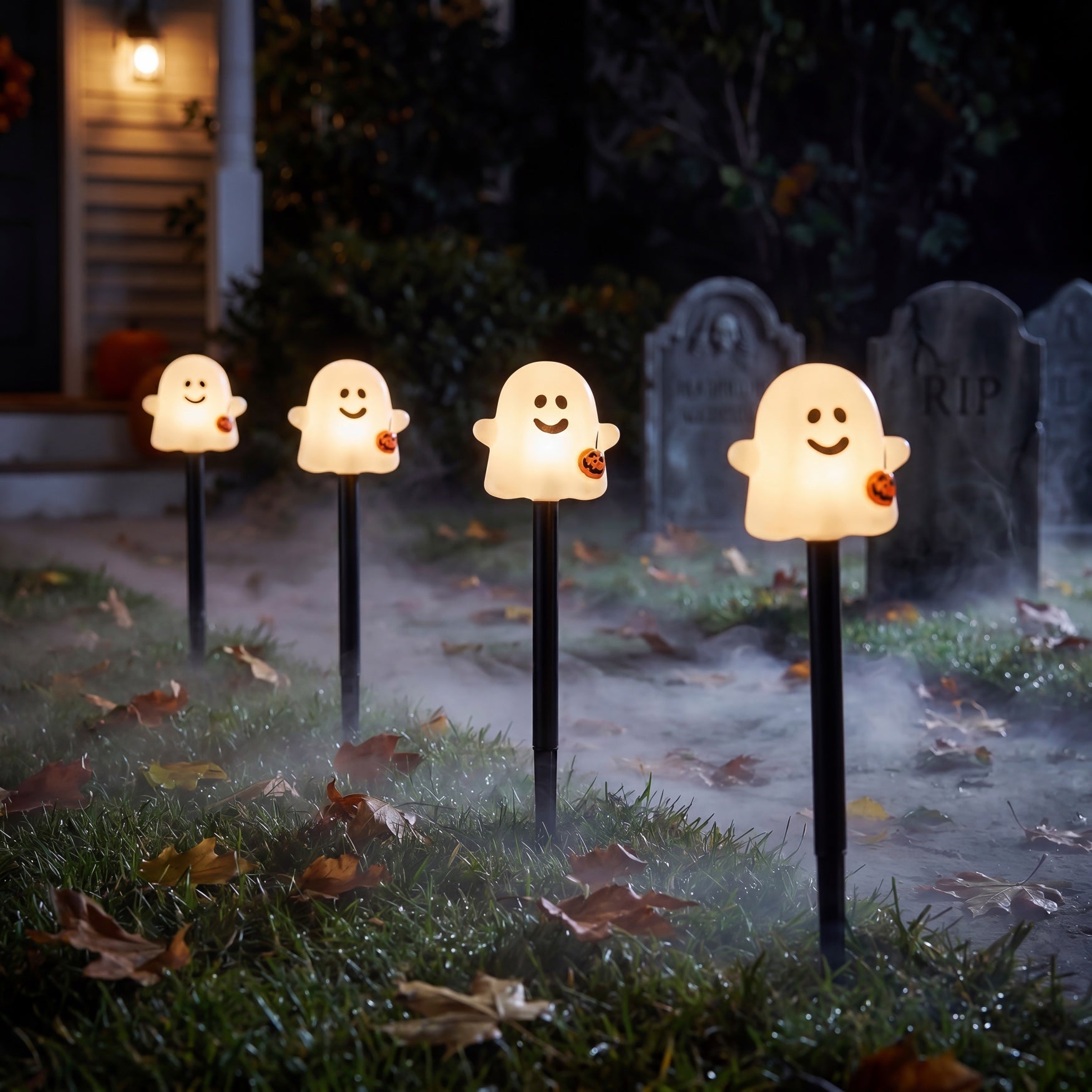 Set of 4 LED Ghost Stake Lights image number 0