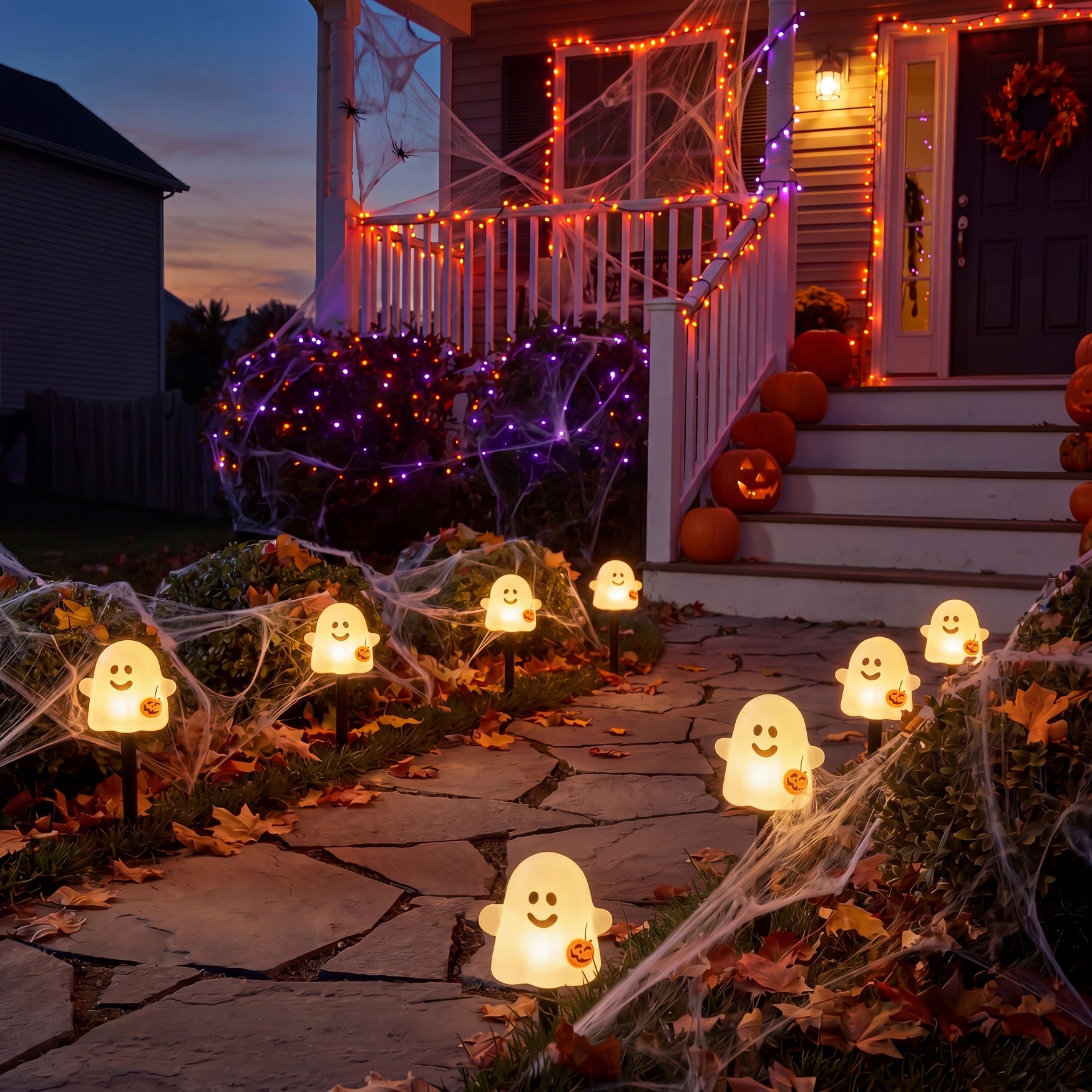 Set of 4 LED Ghost Stake Lights image number 1
