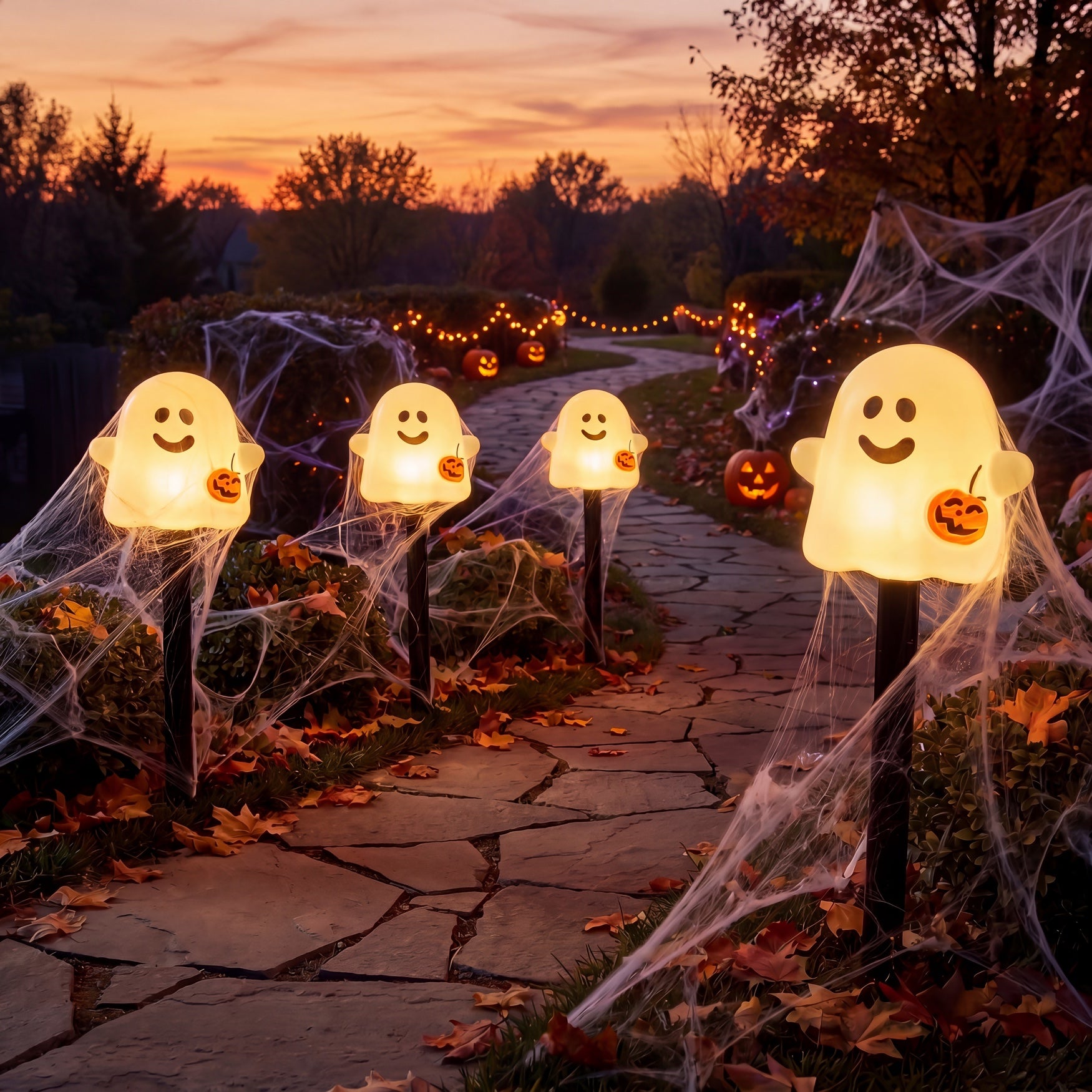 Set of 4 LED Ghost Stake Lights image number 2
