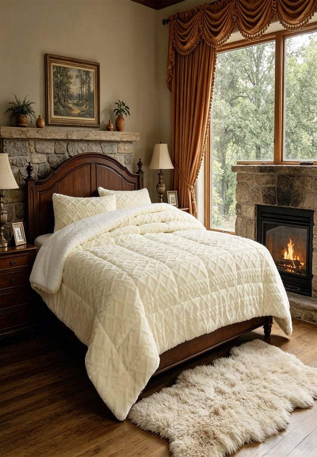 Flocked Sherpa Comforter Set image number 1