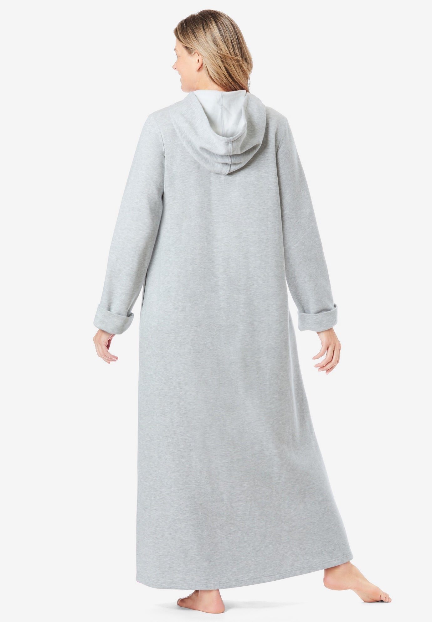 Long Hooded Fleece Sweatshirt Robe image number 1