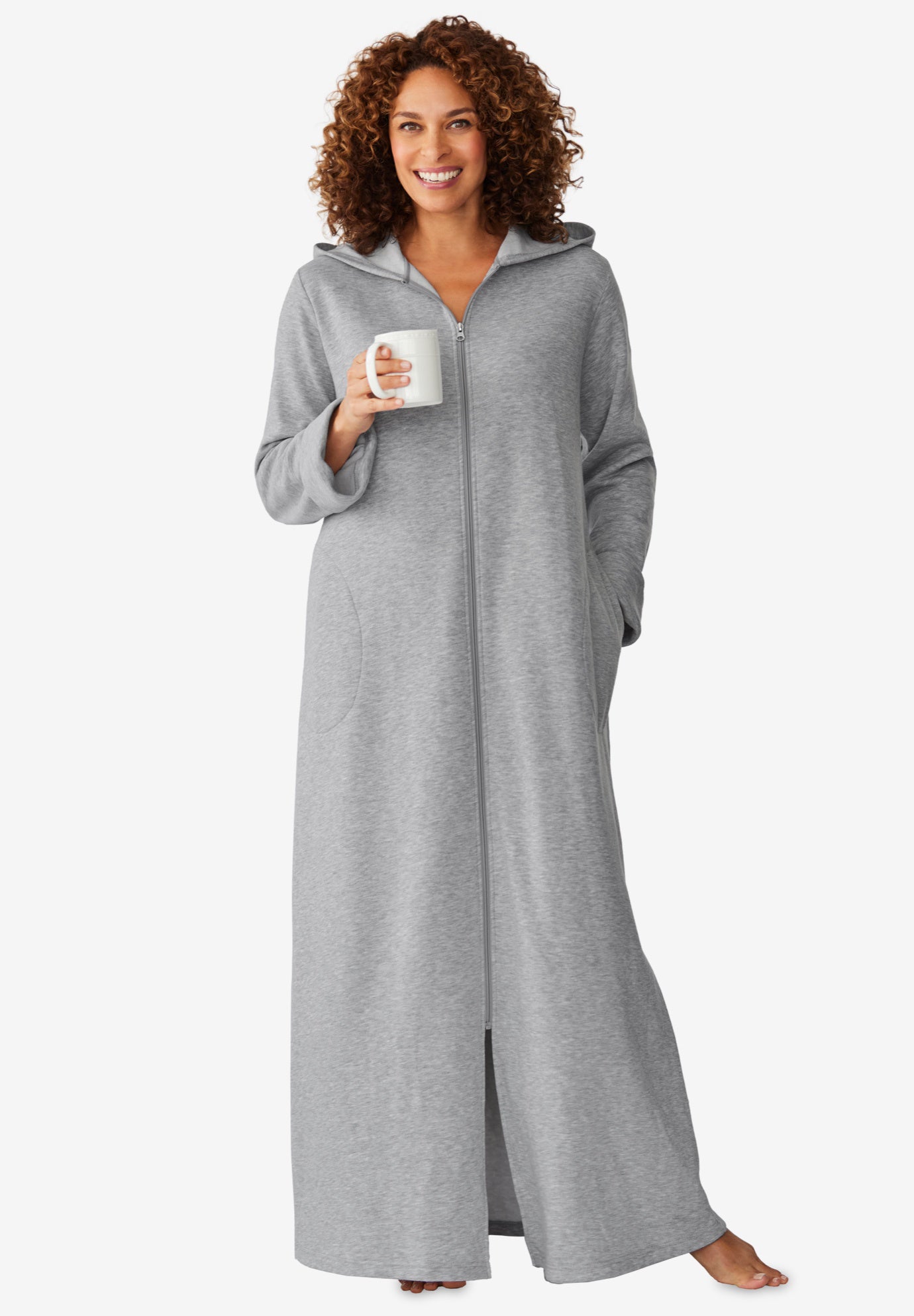 Long Hooded Fleece Sweatshirt Robe image number 0
