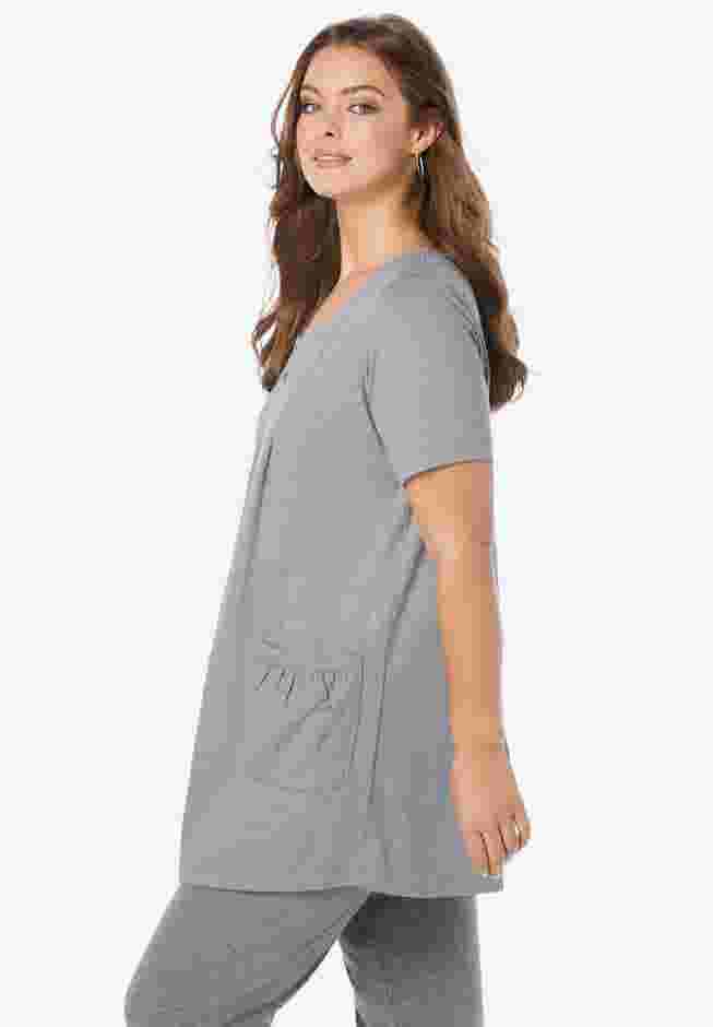 Plus Size Two Pocket Soft Knit Tunic Top image number 3