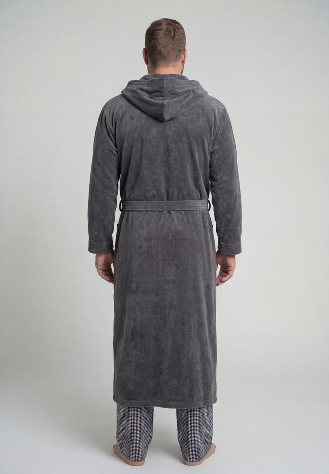 Terry Velour Hooded Maxi Robe image number 3