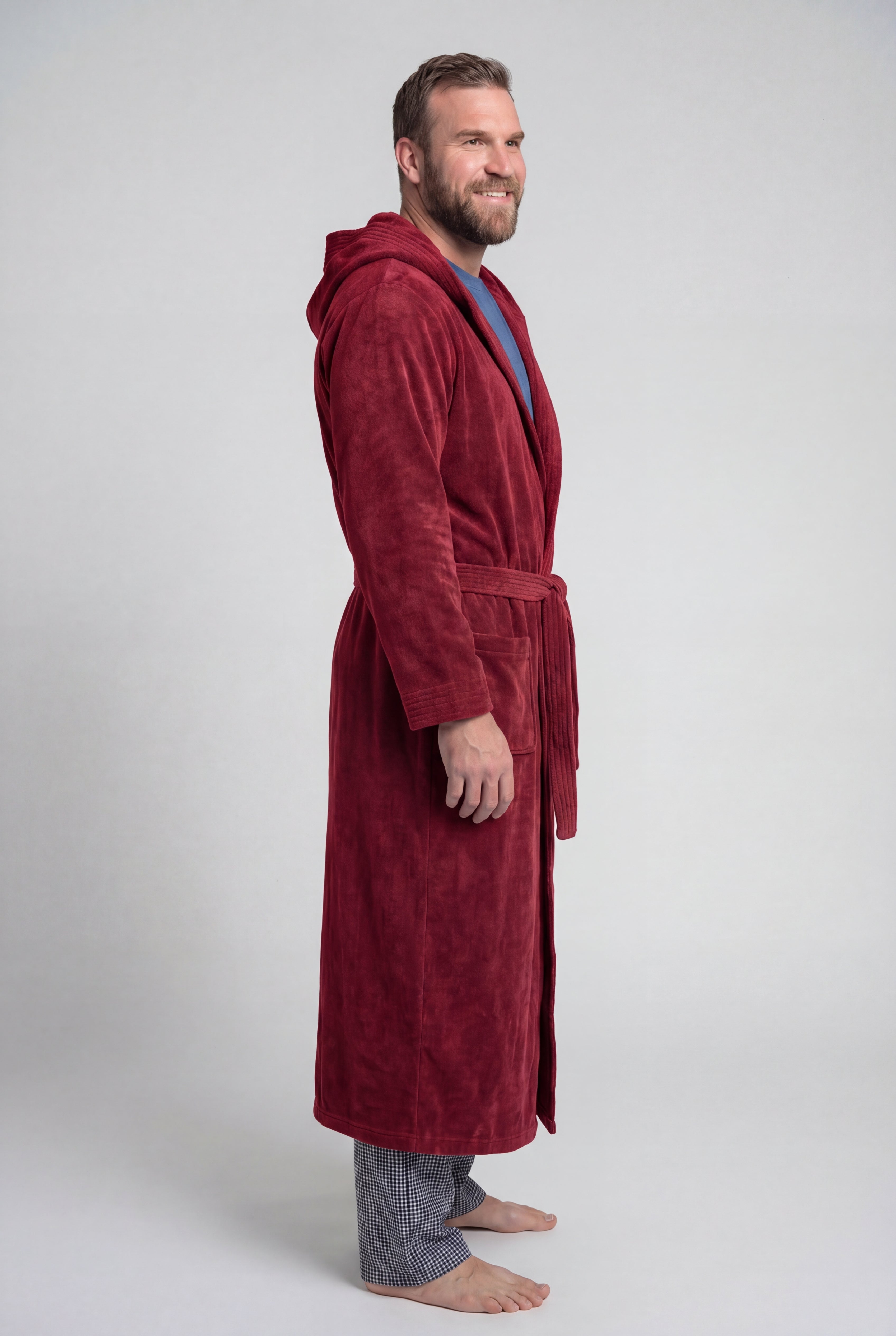 Terry Velour Hooded Maxi Robe image number 2