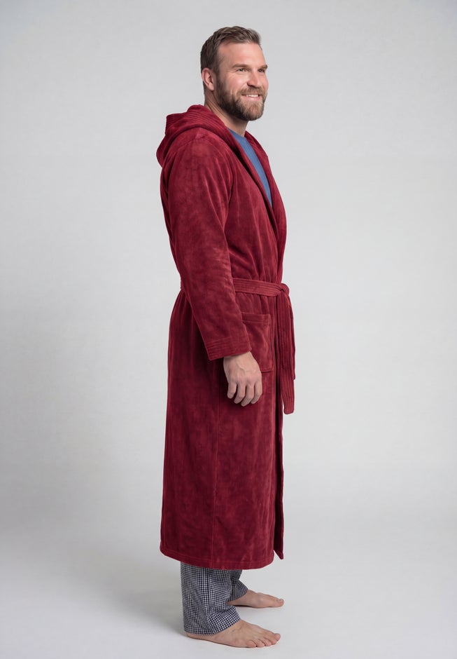Terry Velour Hooded Maxi Robe image number 2