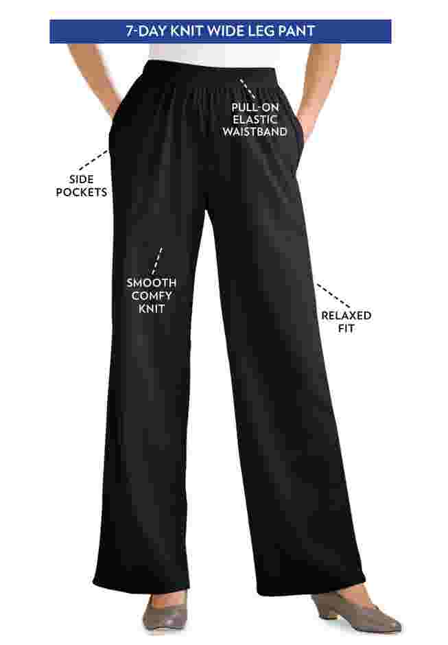 7-Day Knit Wide-Leg Pull-On Pants image number 0
