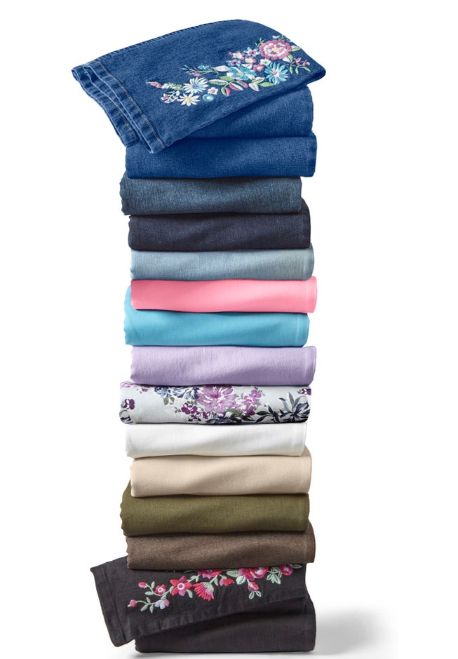 Stretch Denim Five-Pocket Capri Jeans image number 4