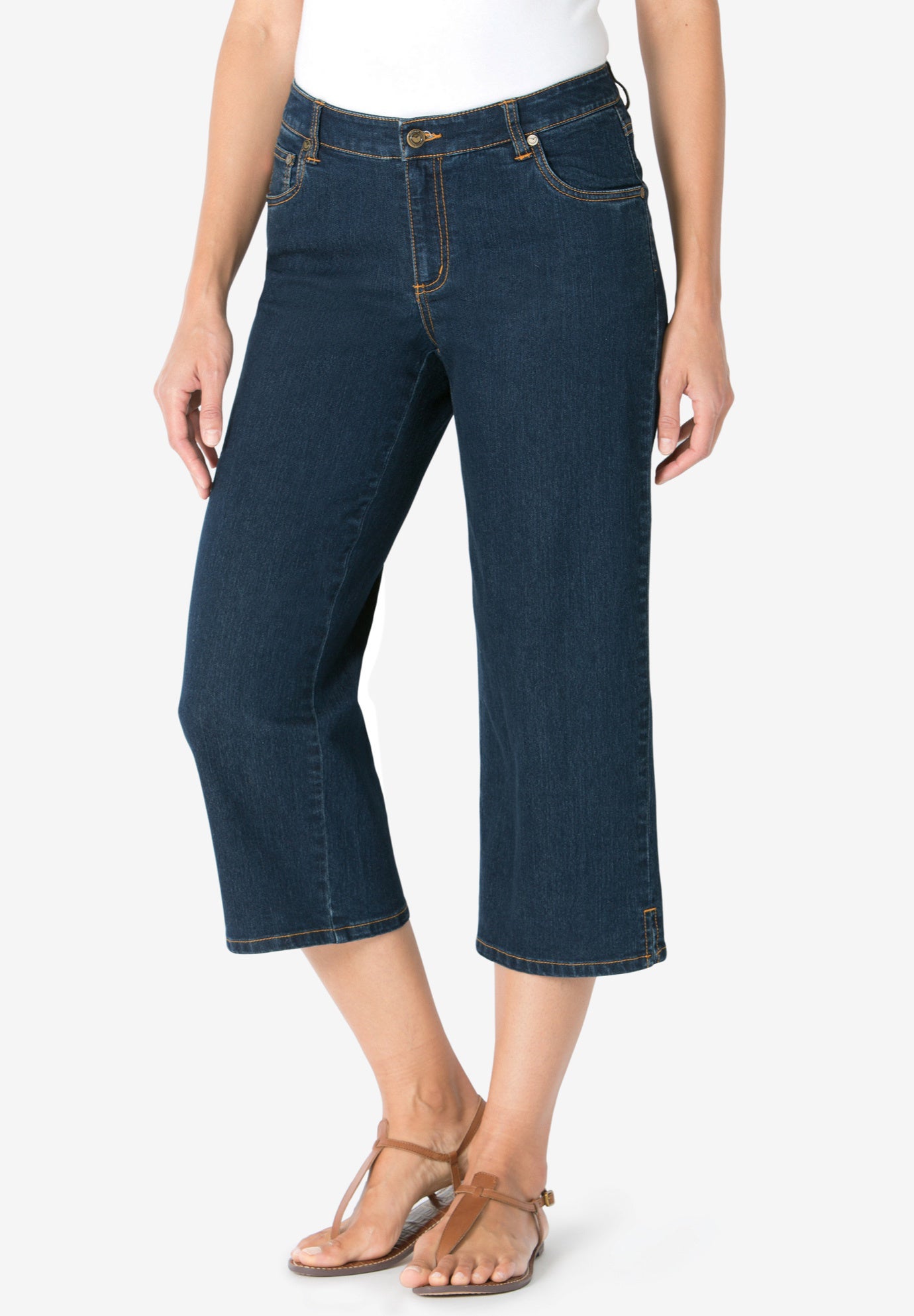 Stretch Denim Five-Pocket Capri Jeans image number 0