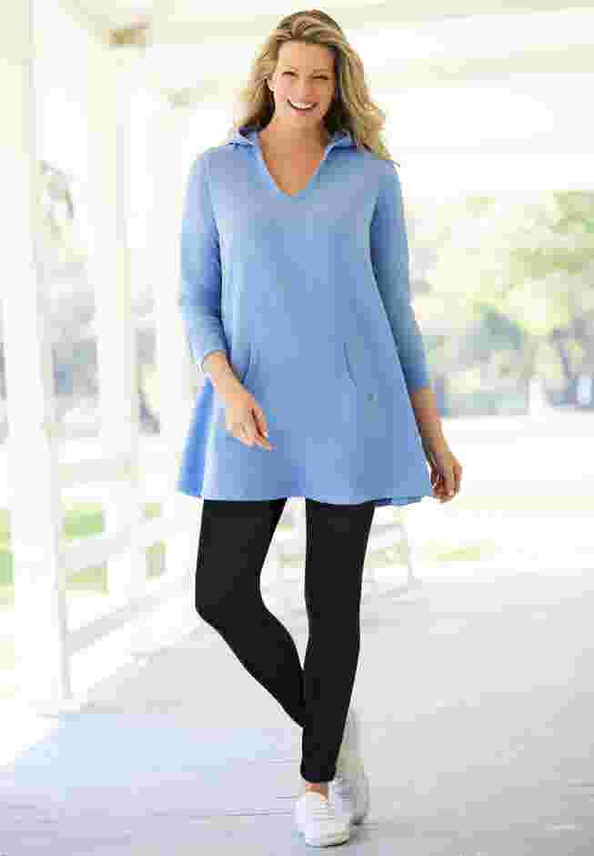 Womens Plus-Size Stretch-Cotton Knit Pull-On Leggings image number 4