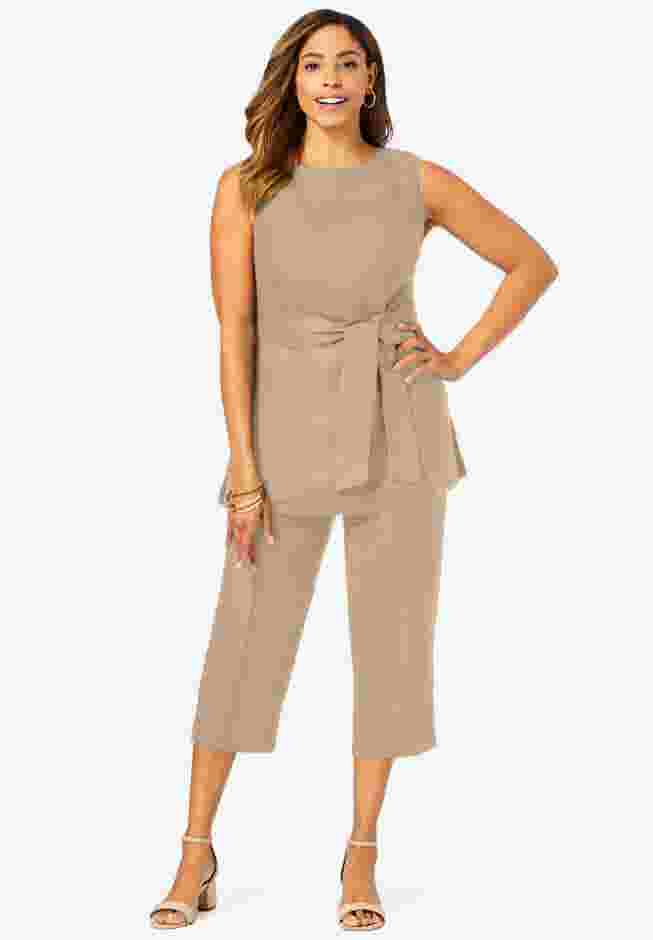 2-Piece Linen Capri Set image number 0