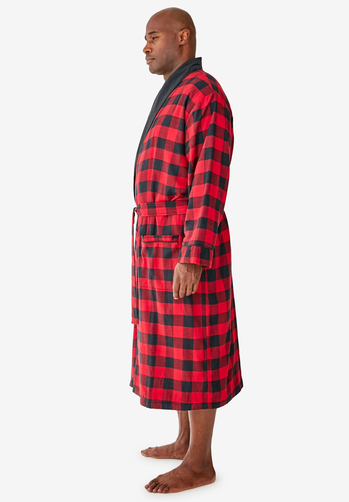 Jersey-Lined Flannel Robe image number 2