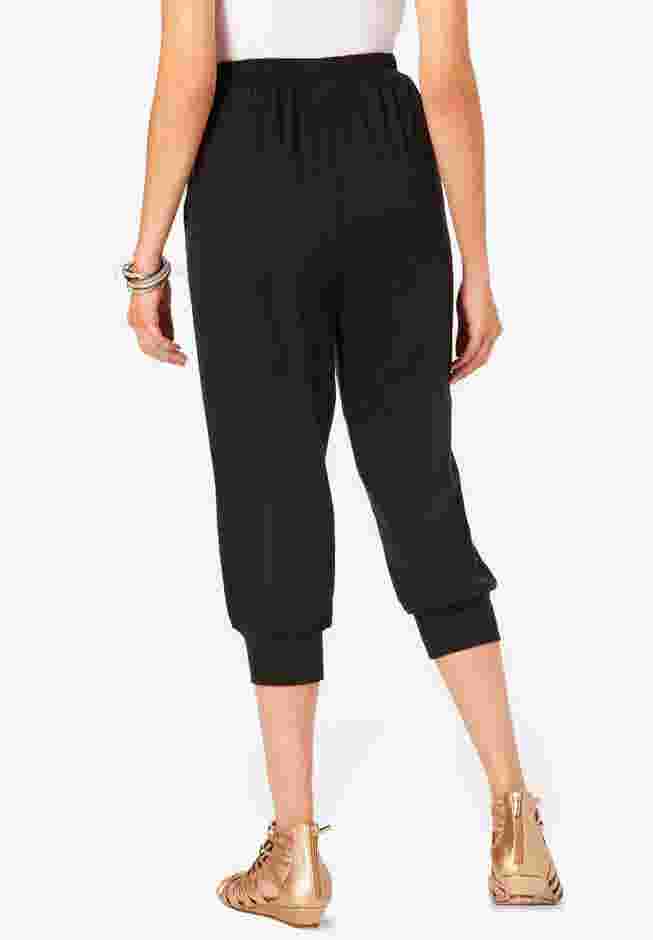 Plus Size Soft Knit Capri Pant with Drawstring Waist image number 1