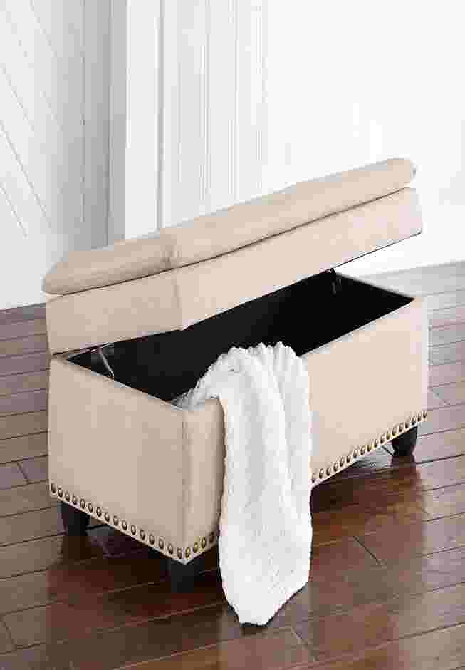 400 lbs. Weight Capacity Extra Wide Studded Ottoman image number 0